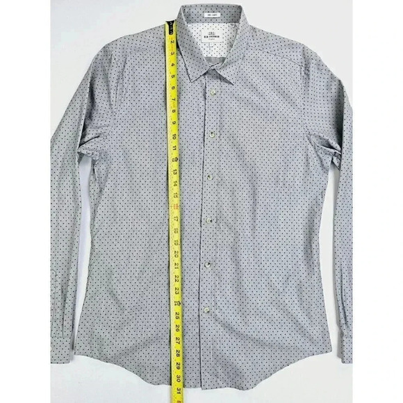 Ben Sherman Soho Slim Fit Mens Size Large Gray Black Polka Dot Long Sleeve Shirt - Picture 7 of 13